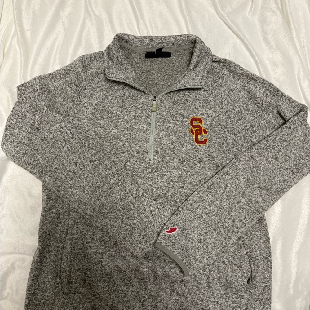 VINTAGE League Gray SC Fleece Quarter-Zip Sweater